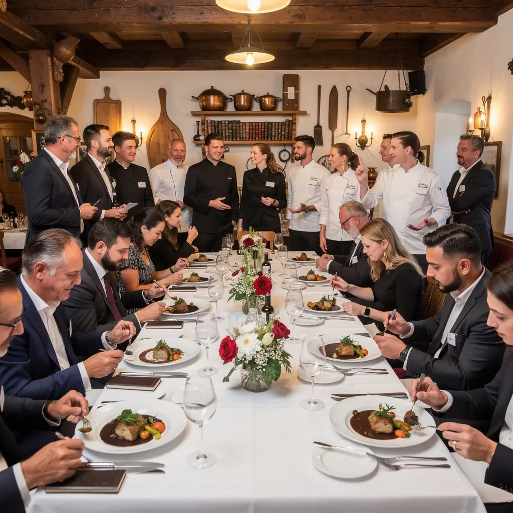 Ein erfahrener Koch demonstriert das Schneiden von Gemüse in einer modernen Küche.